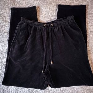 JENNIFER MOORE Jogger Velour Pull on Pants Black Elastic Waist Pockets 8P
